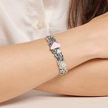 Chaco Canyon Sterling Silver Pink Conch Shell Leaf Cuff Bracelet