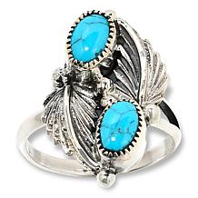 Chaco Canyon Sterling Silver Sleeping Beauty Turquoise 2-Stone Ring