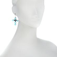 Chaco Canyon Swiss Blue Topaz and Kingman Turquoise Cross Earrings