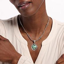 Chaco Canyon Turquoise Heart Pendant with Silver Bead Necklace