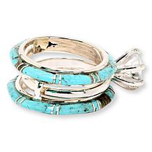 Chaco Canyon White Topaz Solitaire & Kingman Turquoise Ring Band Set