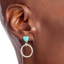 Chaco Canyon Zuni Campitos Turquoise Heart Drop Earrings