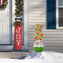 Christmas Metal Peppermint and Cupcake Yard Stake