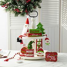 Christmas Signs and Santa Tiered Tray Table Decor - Set of 11