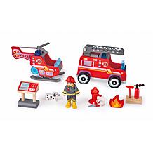 City Fire Station Dollhouse Wooden 13 Piece Lights and Sounds Playset