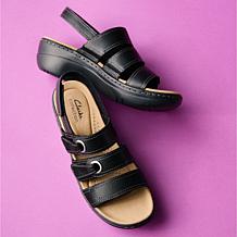 Clarks Collection Merliah2 Bali Leather Slingback Wedge Sandals