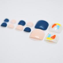 CliqOnU Beach Babe Nude/Navy Pedicure Press-On Toenails