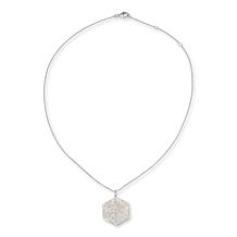 Colleen Lopez 1.46ctw Pavé White Diamond Hexagon Pendant with Chain 