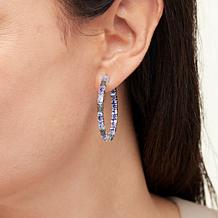 Colleen Lopez 1.5" Gemstone and Diamond Inside-Outside Hoop Earrings