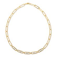 Colleen Lopez 18" CZ-Accented Paperclip Necklace