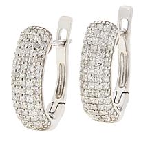 Colleen Lopez .59ctw Diamond Sterling Silver Leverback Hoop Earrings
