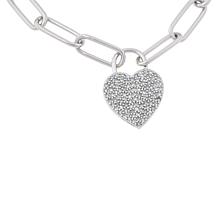 Colleen Lopez .67ctw Diamond Heart Padlock Paperclip Chain Bracelet