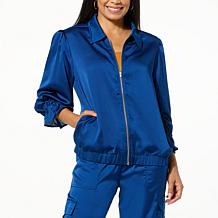 Colleen Lopez Balloon Sleeve Zip Front Jacket