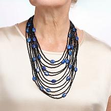 Colleen Lopez Black Spinel and Lapis 11-Row Layered 20" Necklace
