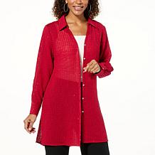 Colleen Lopez Button-Front Sequin Tunic