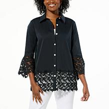 Colleen Lopez Button-Front Tunic with Lace Detail