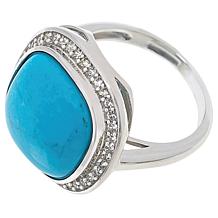 Colleen Lopez Cushion-Shaped Kingman Turquoise and White Zircon Ring