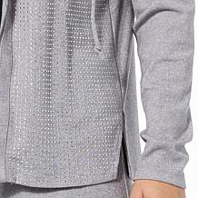 Colleen Lopez Embellished Sweater Knit Zip-Front Hooded Cardigan