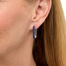 Colleen Lopez Exotic Gemstone Sterling Silver Paperclip Hoop Earrings