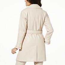 Colleen Lopez Faux Leather Coat with Ruffle Cuffs