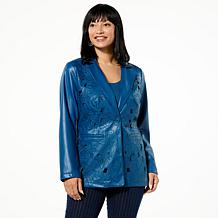 Colleen Lopez Faux Leather Floral Cutout Jacket