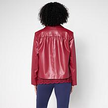 Colleen Lopez Faux Leather Jacket with Heart Buttons