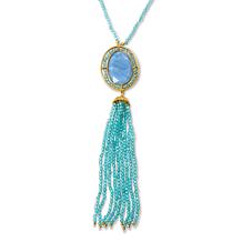 Colleen Lopez Gemstone Bead Tassel Drop 28" Necklace