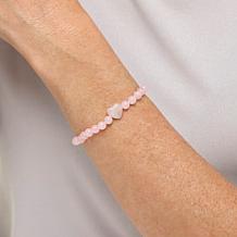 Colleen Lopez Gemstone Heart and Round Beaded Stretch Bracelet