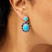 Colleen Lopez Kingman Turquoise and Sapphire Drop Earrings