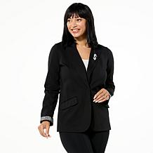 Colleen Lopez Knit Blazer with Jeweled Sleeve