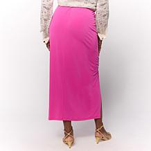 Colleen Lopez Knit Slide Slit Skirt with Gathers