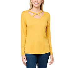 Colleen Lopez Long-Sleeve Knit Top with Banded Detail