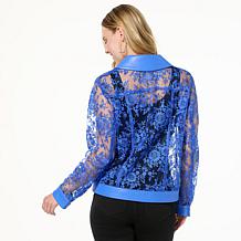 Colleen Lopez Mesh Jacket with Faux Leather Trim