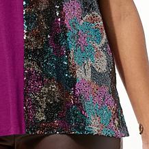 Colleen Lopez Mixed Media Sequin Detail Top