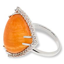 Colleen Lopez Orange Calcite and White Zircon Trilliant Statement Ring