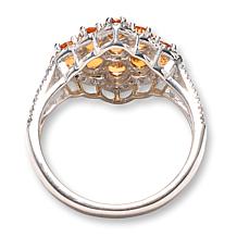Colleen Lopez Orange Sapphire and White Zircon Cluster Ring