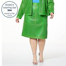 Colleen Lopez Perforated Faux Leather Skirt 