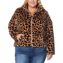Colleen Lopez Print Faux Fur Bomber Jacket