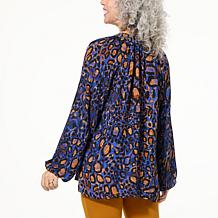 Colleen Lopez Printed Blouse with Novelty Neckband