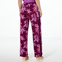 Colleen Lopez Printed Pull-On Pant with Solid Trim