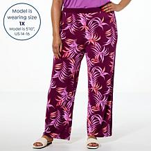 Colleen Lopez Printed Pull-On Pant with Solid Trim