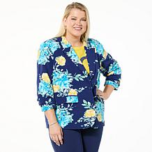 Colleen Lopez Printed Woven Blazer with Scrunched Sleeves