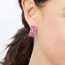 Colleen Lopez Ruby and White Zircon Omega-Back Earrings