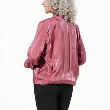 Colleen Lopez Shine Bubble Hem Bomber Jacket