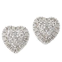 Colleen Lopez Sterling Silver Diamond Halo Heart Stud Earrings