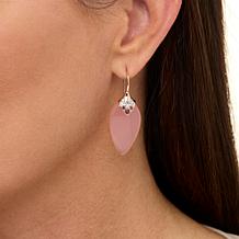 Colleen Lopez Sterling Silver Chalcedony and Pavé Gem Drop Earrings