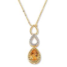 Colleen Lopez Sterling Silver Gemstone Triple-Pear Drop Necklace