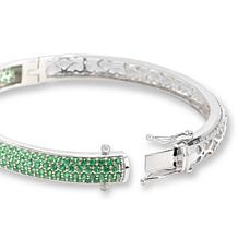 Colleen Lopez Sterling Silver Green Tsavorite Hinged Bangle Bracelet