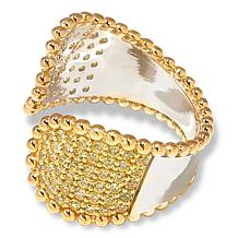 Colleen Lopez Sterling Silver Sapphire Pavé Bypass Cuff Ring