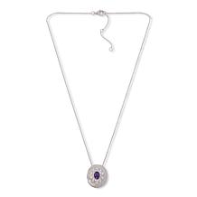 Colleen Lopez Sterling Silver Semi-Precious Gem Oval Pendant w/Chain